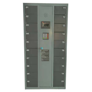 Mobilskab Elektronisk med 30 separate rum. 220V Stik i hvert rum for lader.