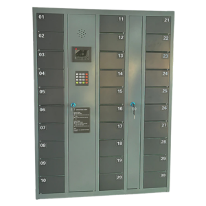 Mobilskab Elektronisk med 30 separate rum. 220V Stik i hvert rum for lader.